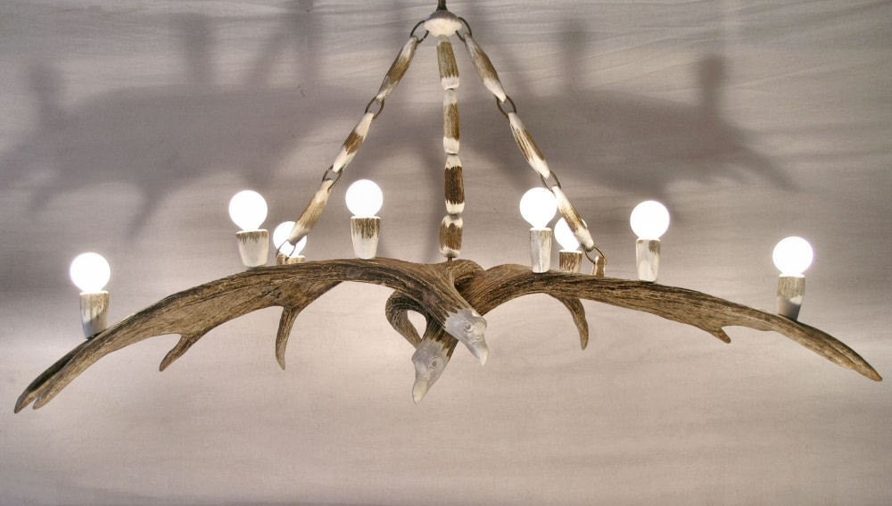 Hand carved  moose Chandelier