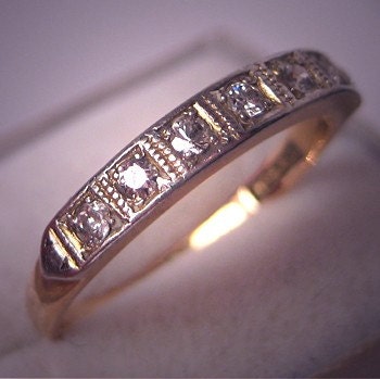 Antique Diamond Wedding Band Ring Vintage Platinum Art Deco