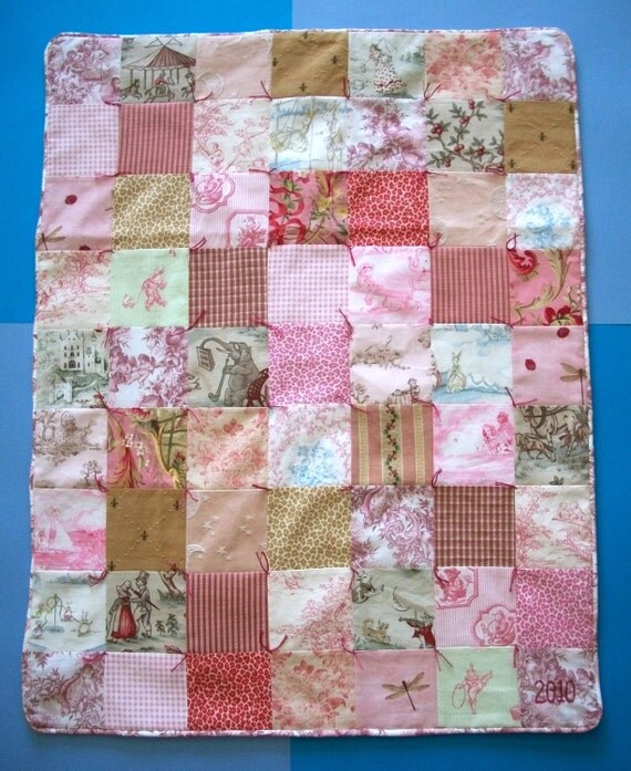 Baby Girl Quilt with Custom Hand Embroidery by Dolce Dreams