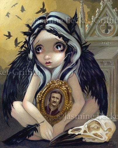 Nevermore gothic Edgar Allan Poe The Raven lowbrow art crow fairy print by Jasmine Becket-Griffith 8x10