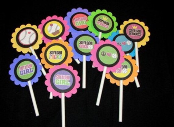 Softball Cupcake Toppers