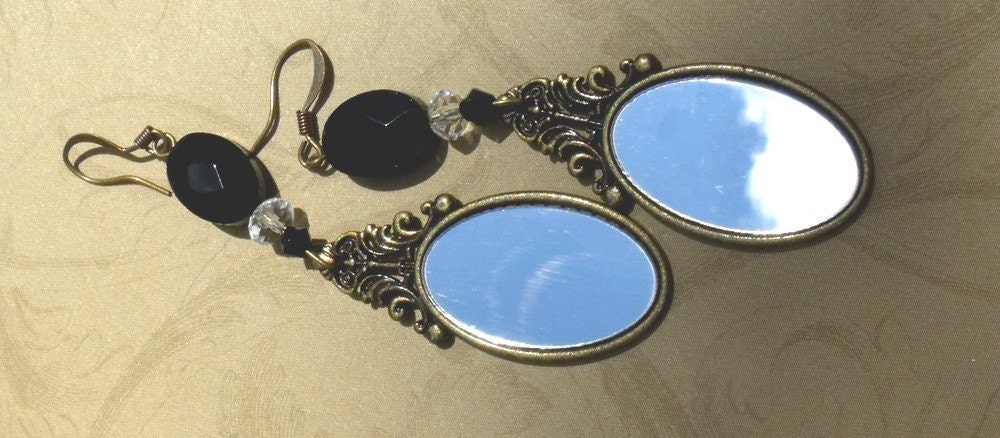 Mirror Mirror on Earings, FREE shipping  mirrors, Swarovksi crystal