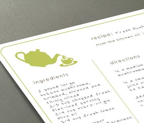 Printable recipe cards - modern designs - Typeable