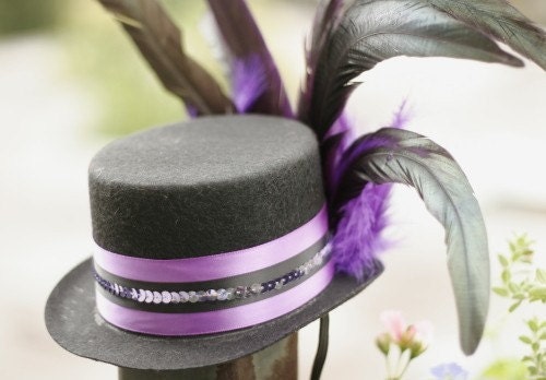 Purple Black Wedding Burlesque Circus Mini Top Hat