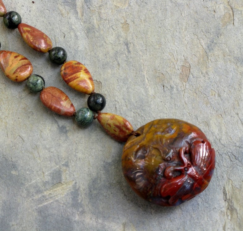 Jasper Necklace with Surreal Pendant
