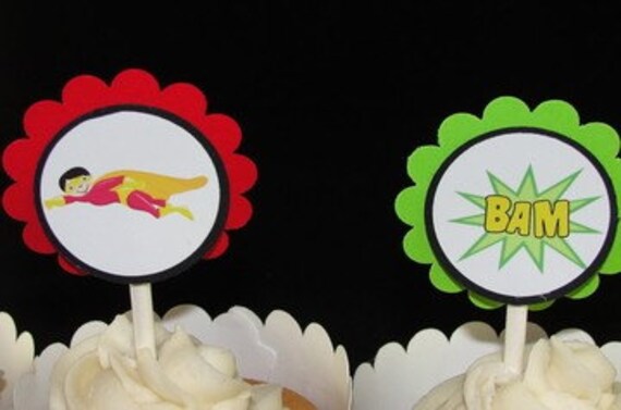 Super Hero Comic Book Cupcake Toppers
