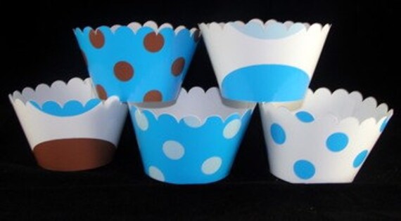 Blue and Brown Cupcake Wrappers