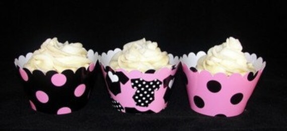 Pink and black Baby Shower Cupcake Wrappers