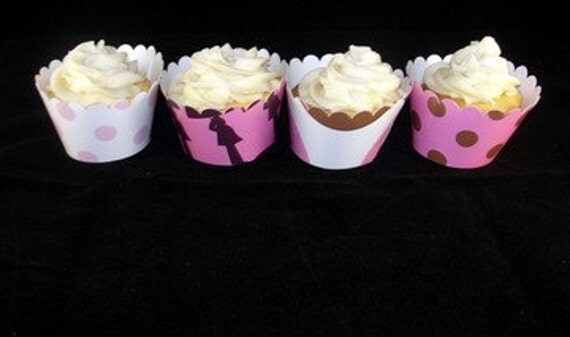 Pink and Brown Baby Shower Cupcake Wrappers
