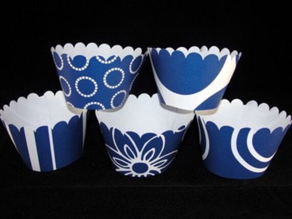 Blue and White Cupcake Wrappers