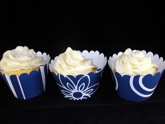 Blue and White Cupcake Wrappers