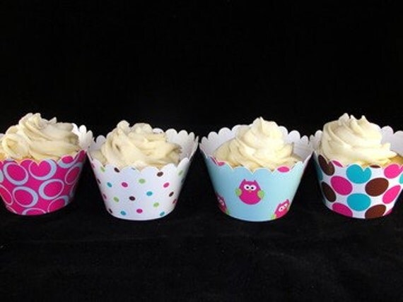 Pink Owl Cupcake Wrappers