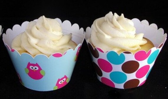 Pink Owl Cupcake Wrappers