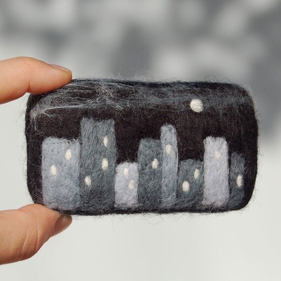 Grey City Skyline Felted Soap ( White Tea & Ginger Scent )