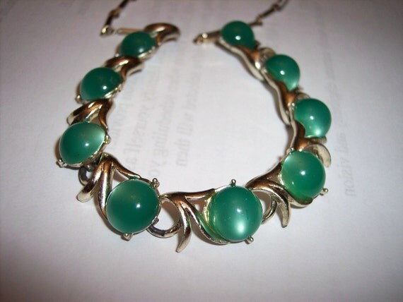 Vintage, Necklace, Choker, Decorative, Soft, Green, Antique, 16 1/2 inches, www.jodaycraf.etsy.com
