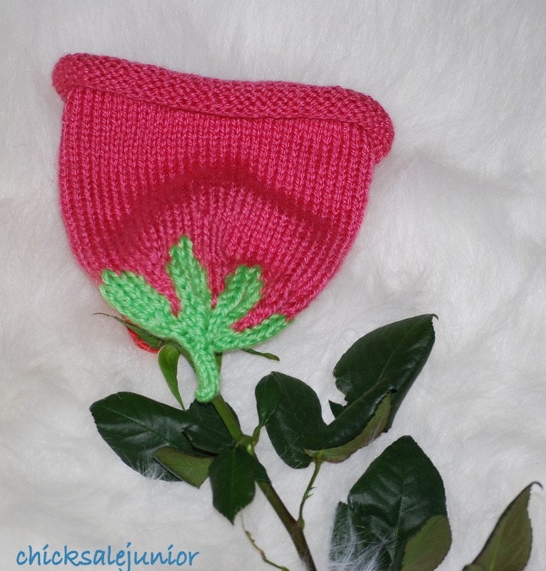 گل رز صورتی ، دست کشباف کودک یکنوع عرقچین کوچک کهمحصلین برسر میگذارند کلاه 3 -- 6 ماه و یا هر اندازه. آماده به کشتی از کلرادو. سرپا نگه داشتن عکس مانی