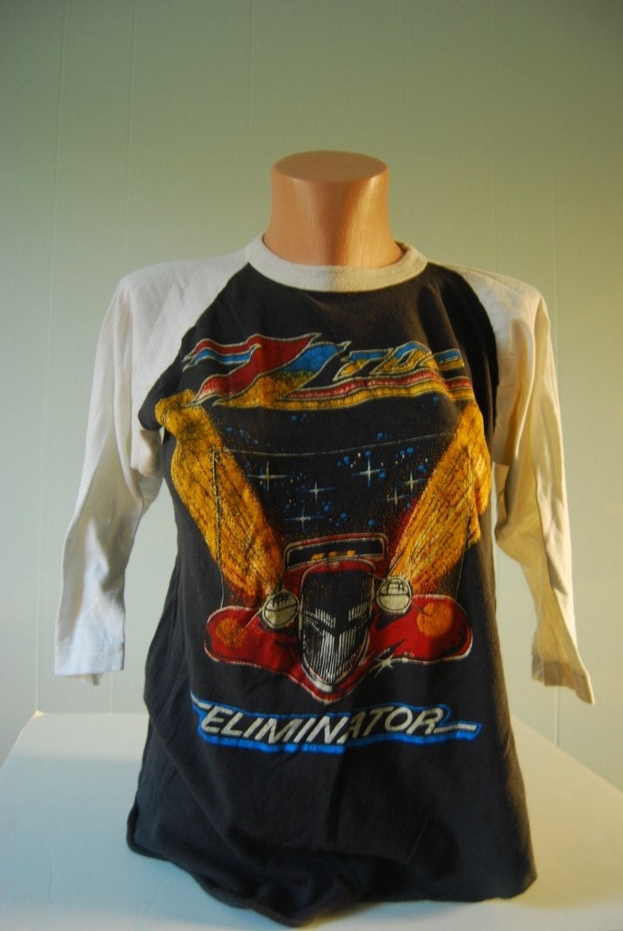 Authentic Vintage ZZ Top Eliminator Tour 80s Band Raglan Jersey TShirt 1983 MEDIUM SMALL