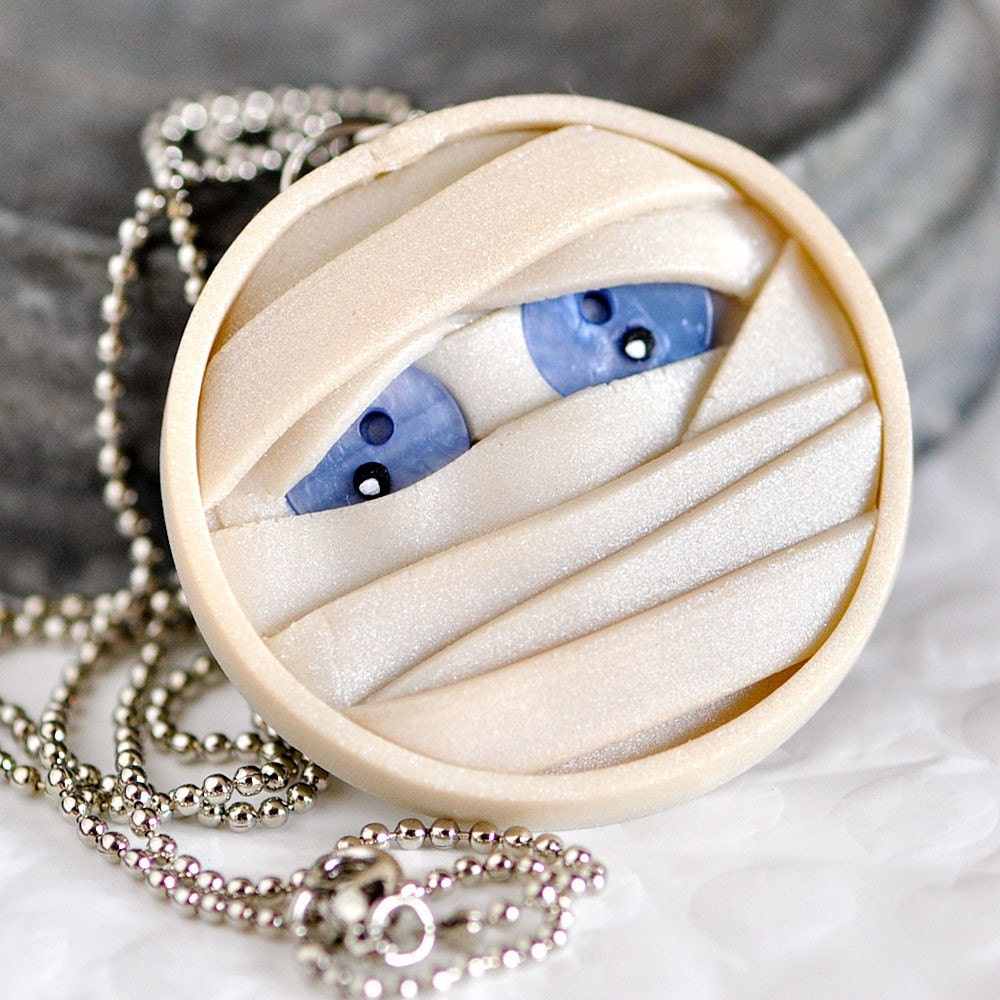 Sad Mummy Necklace Blue Eyed Creature (Holiday Character Series)