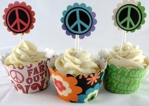 Peace Sign Cupcake Toppers 2