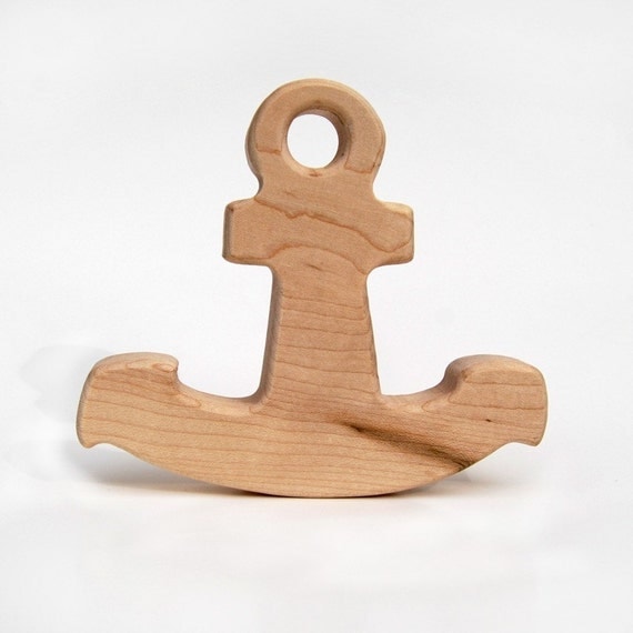 Wood Teether Anchor nautical wooden teether baby toy