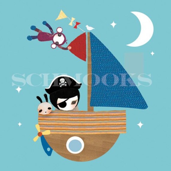 Boy Bedroom Boat Art Print - 'Smooth Sailing'
