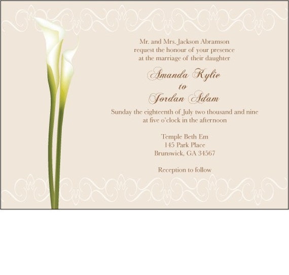 Calla Lily Invitation Wedding invitation Bridal Shower Invitation 