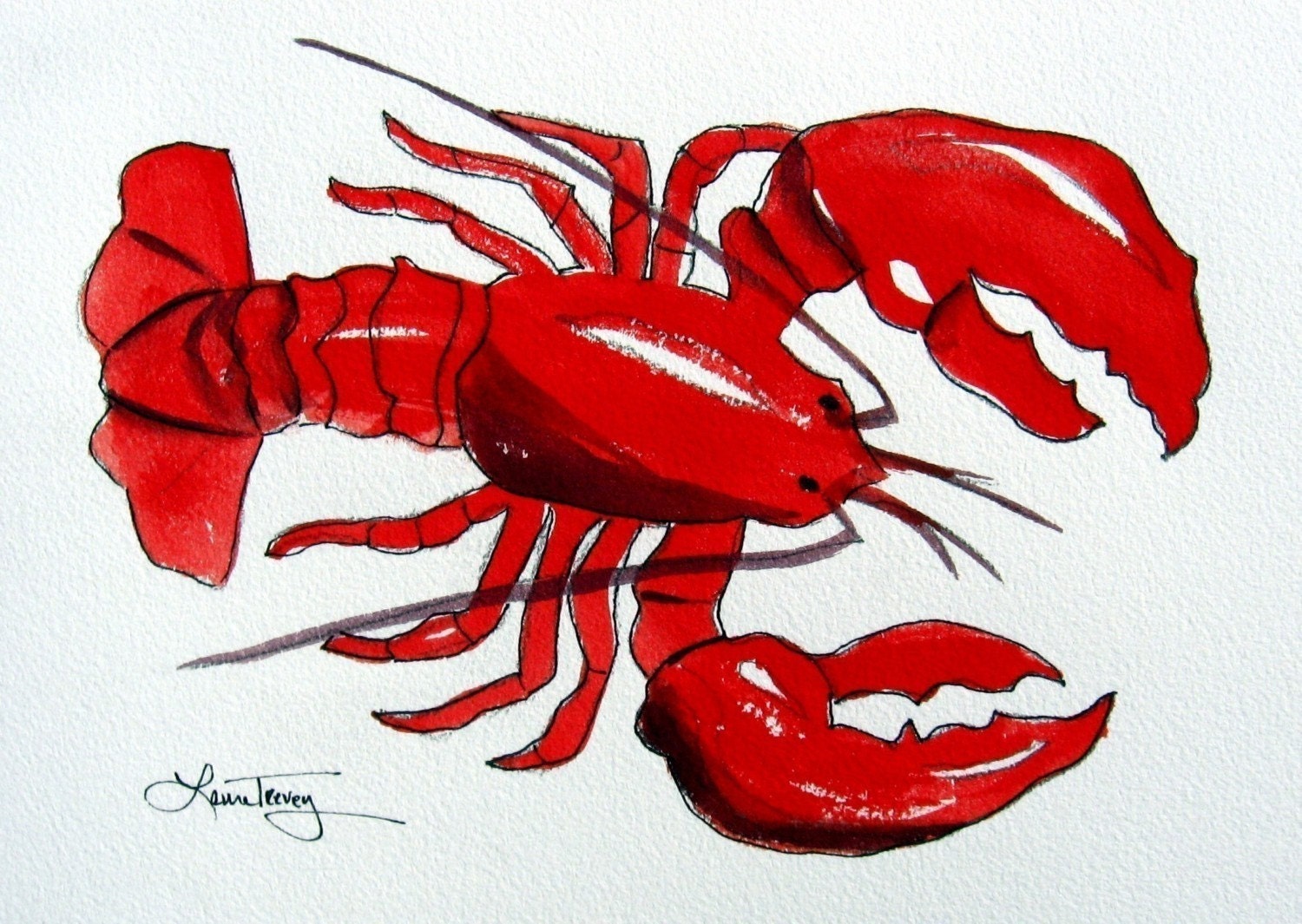 Red Lobster  Watercolor Print