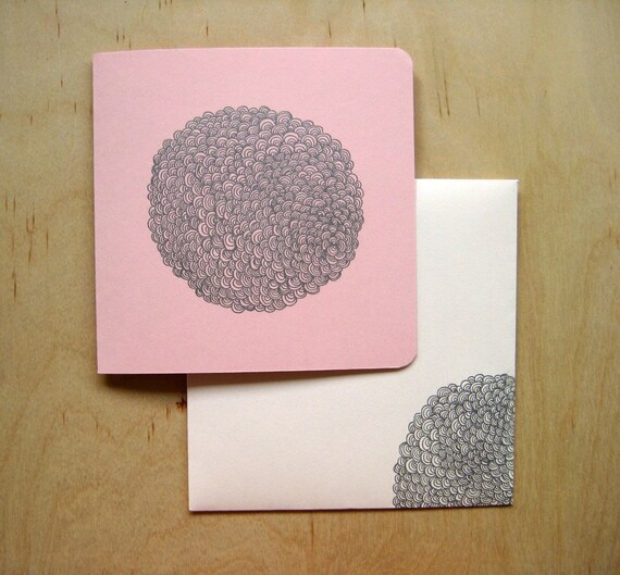 Silver Ink on Pink Letterpress Cards