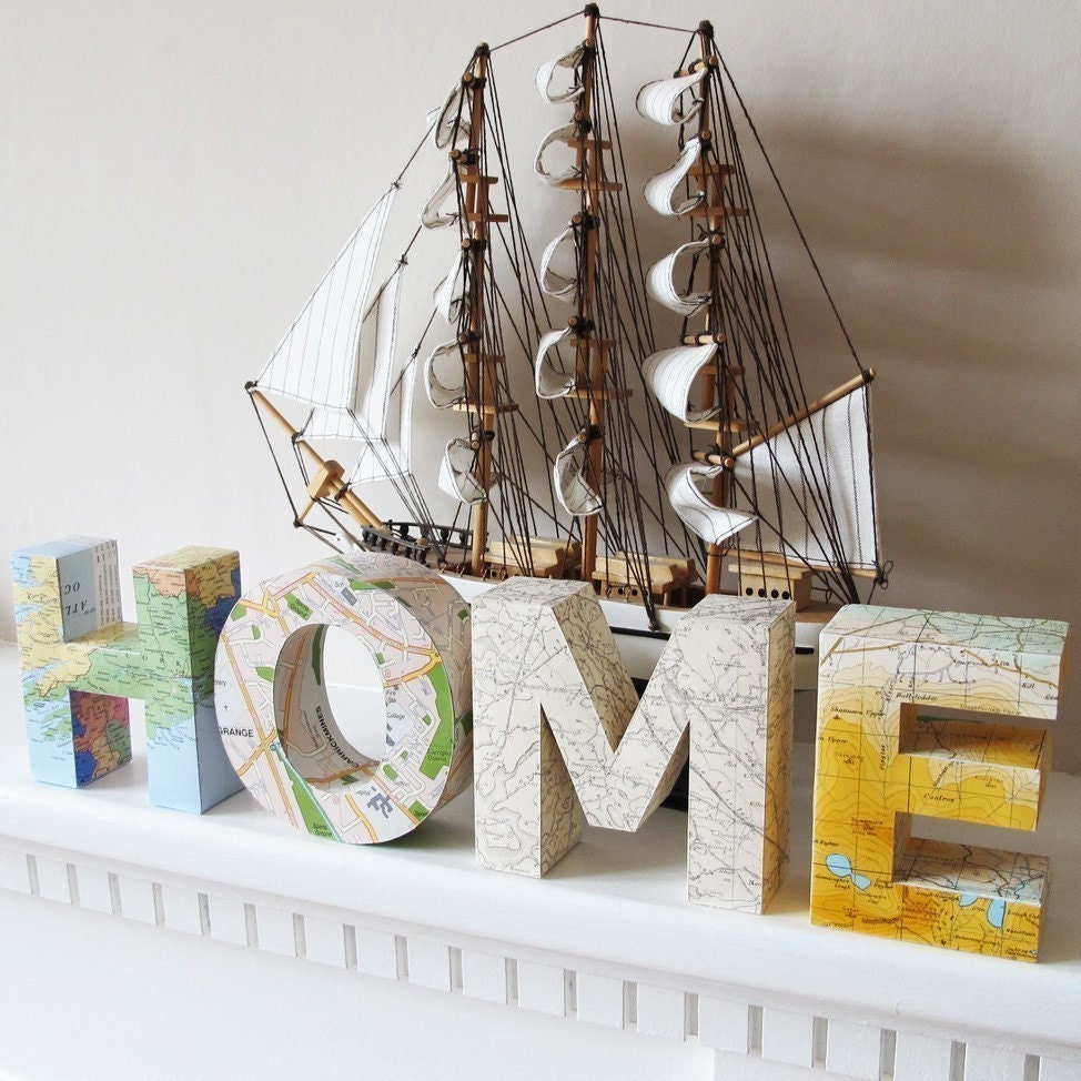 Find your way HOME - Four 3d letters made from maps