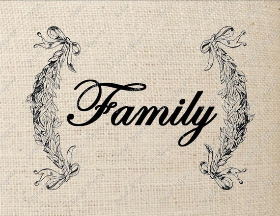Digital Download Iron on Transfer Family Sign in Laurel Leaves