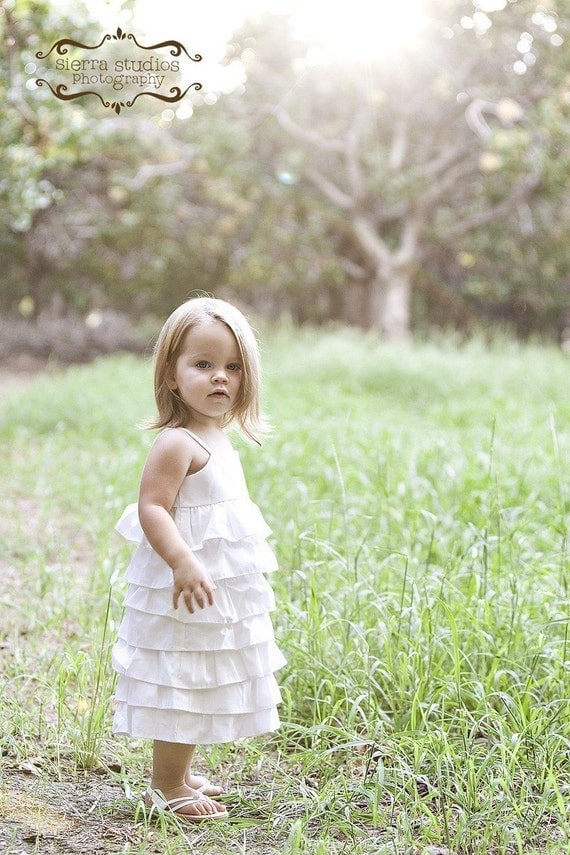 Beautiful Organic Ivory Ruffle Dress..NB, 3m, 6m, 9m, 12m, 18m, 2T, 3T, 4T..dressbabybeautiful