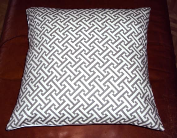 Waverly Cross Section Charcoal Gray Lattice Fabric Pillow Cover - FREE SHIPPING