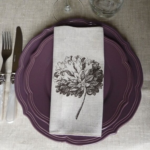 Natural Linen Dinner Napkins- Bloomsong