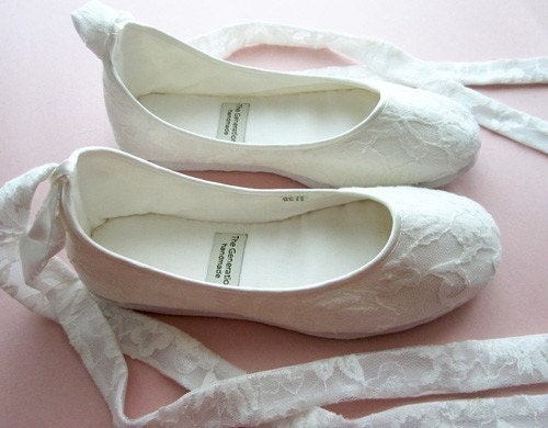 Ecochic Handmade Vegan Bridal Ballet Flats with Lace 902L