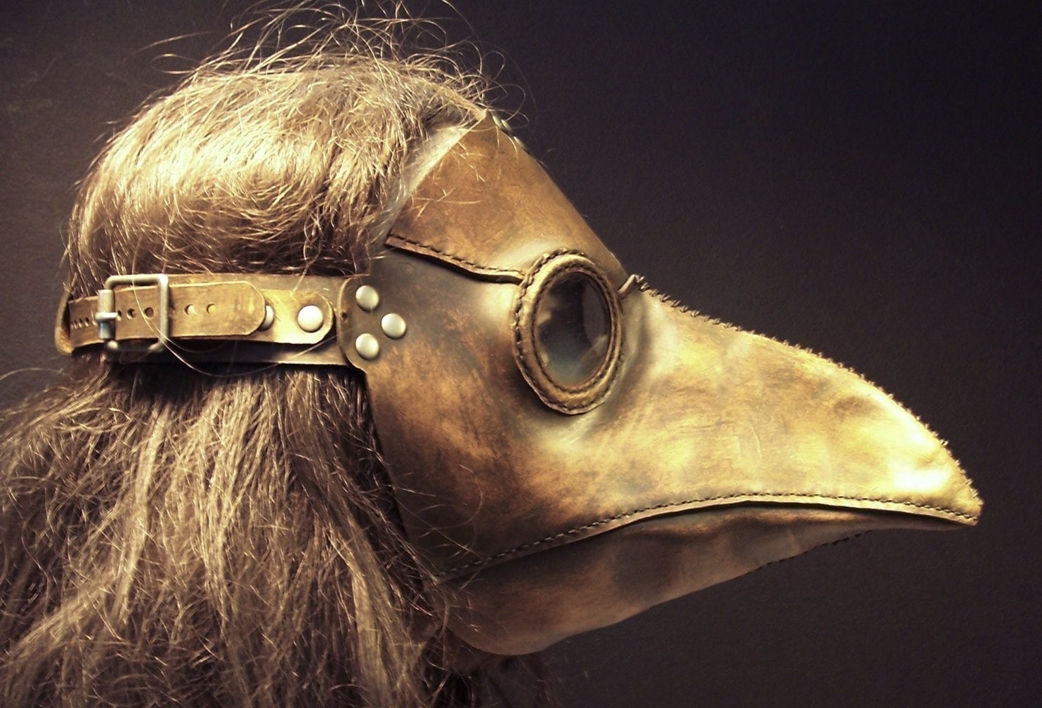 Plague Doctor's mask in brownish tan leather