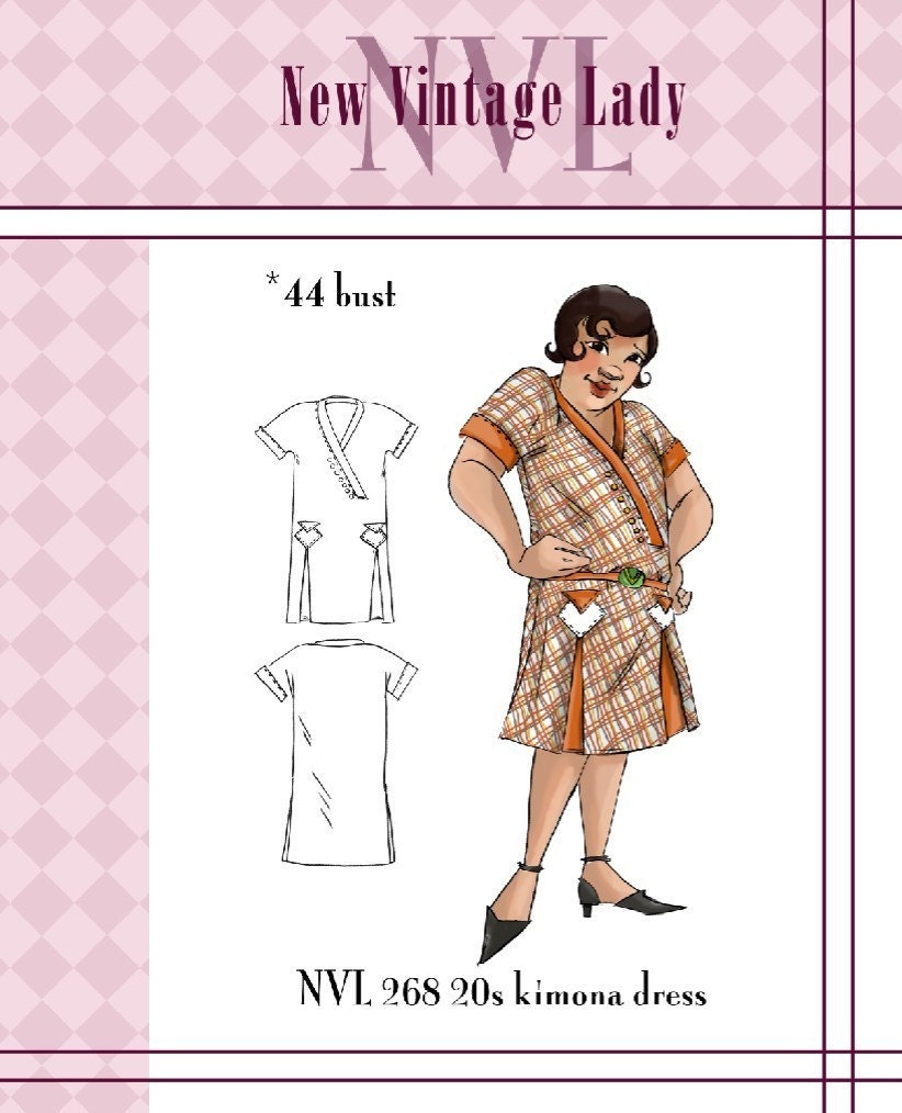 NVL 1920s flapper kimono sleeved dress 44 bust PLUS SIZE
