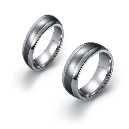 Matching Tungsten Blue Carbon Fiber Rings Wedding Bands Set 8MM 10MM