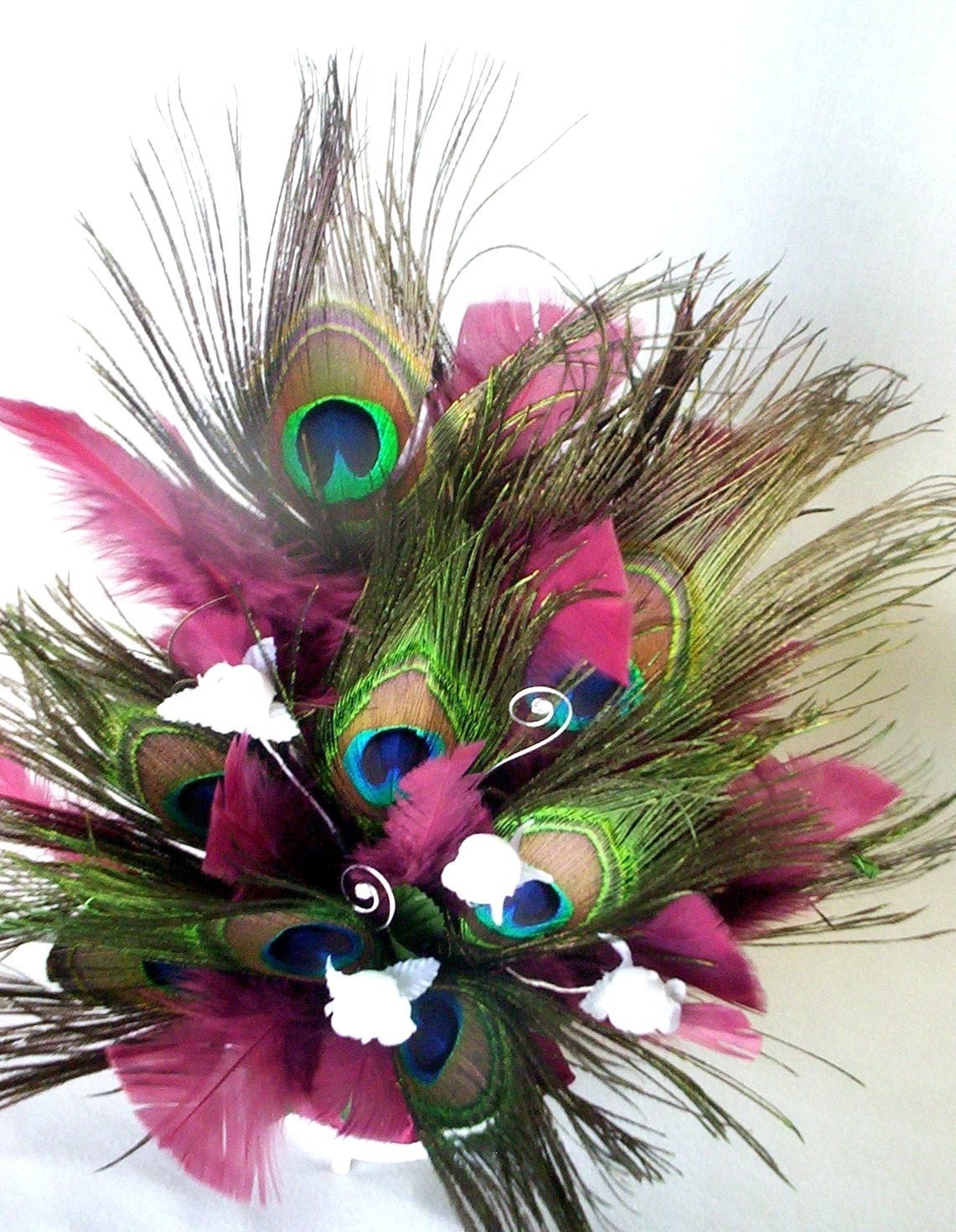 Sangria Wedding Cake Topper Peacock Feathers Custom Colors From AmoreBride