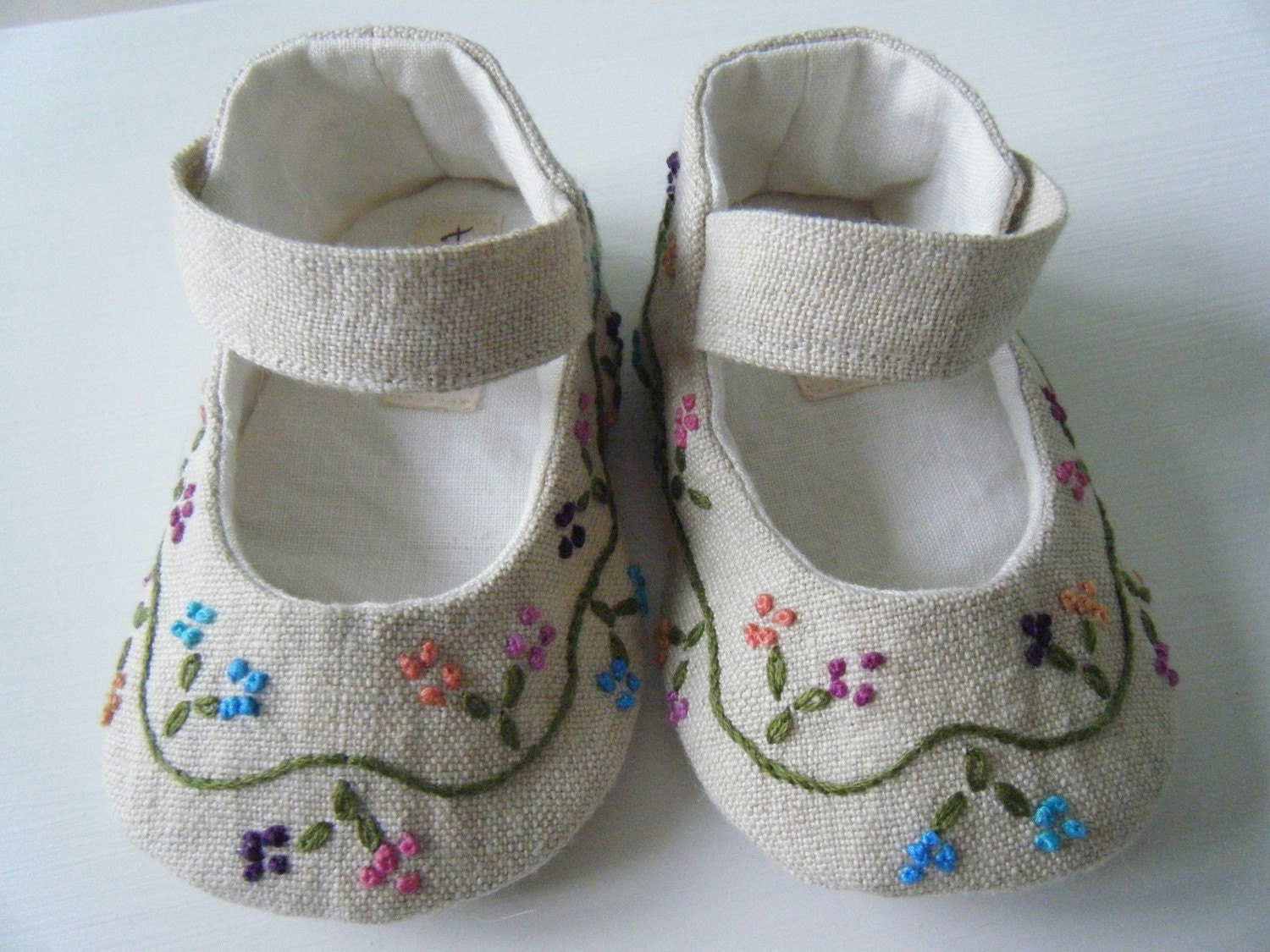 Органическое белье Конопля ручной вышивкой Мэри Джейн обуви для вашего ребенка девушка