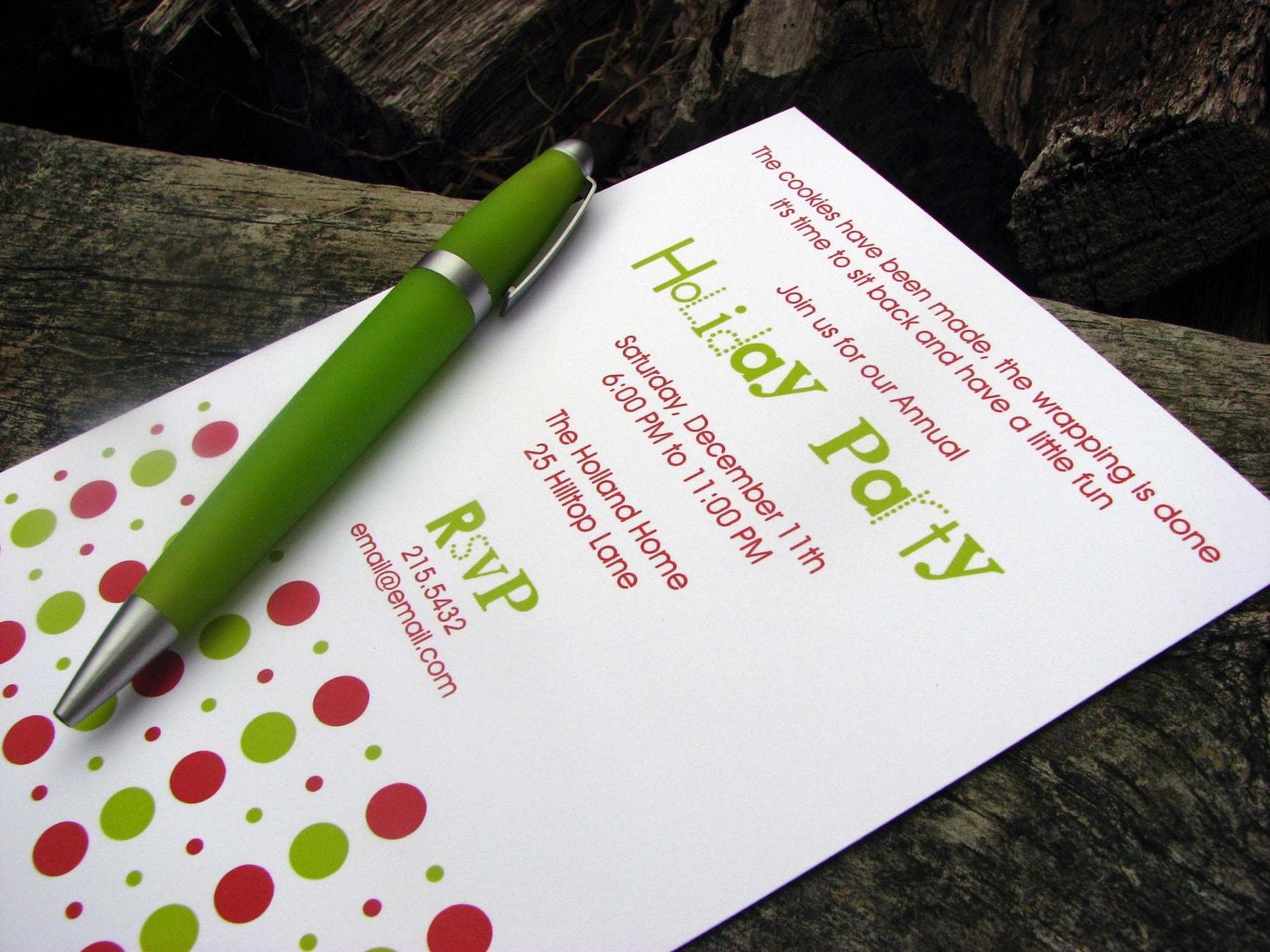 Christmas Holiday Party Invitation with lots of dots