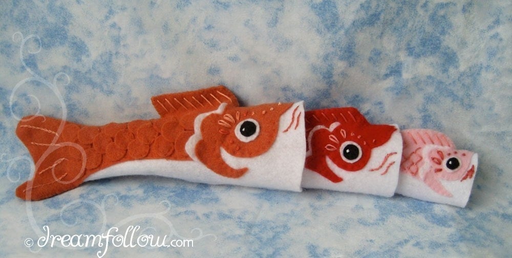 felt embroidered Koinobori fish flag PDF pattern