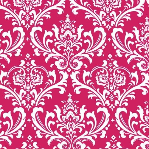 Wedding Fuchsia Hot Pink and White Damask Table Runner FREE SHIP