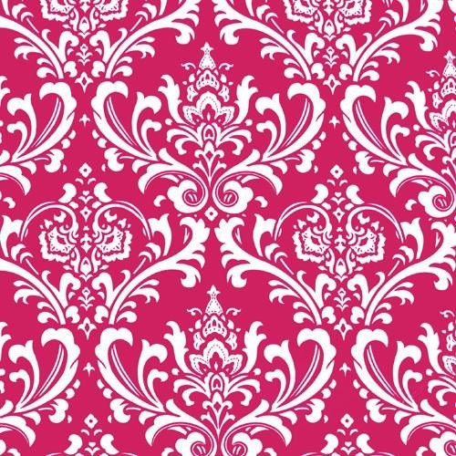 Wedding Fuchsia Hot Pink and White Damask Table Square Overlay FREE SHIP