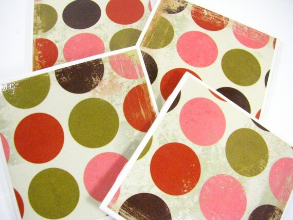 Worn Out Polka Dot Coasters via LittleCoasterGnome