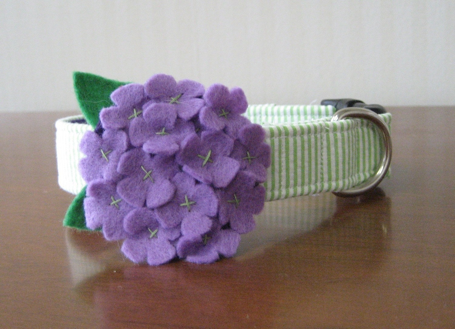 Hydrangea Seersucker Custom Flower Dog Collar