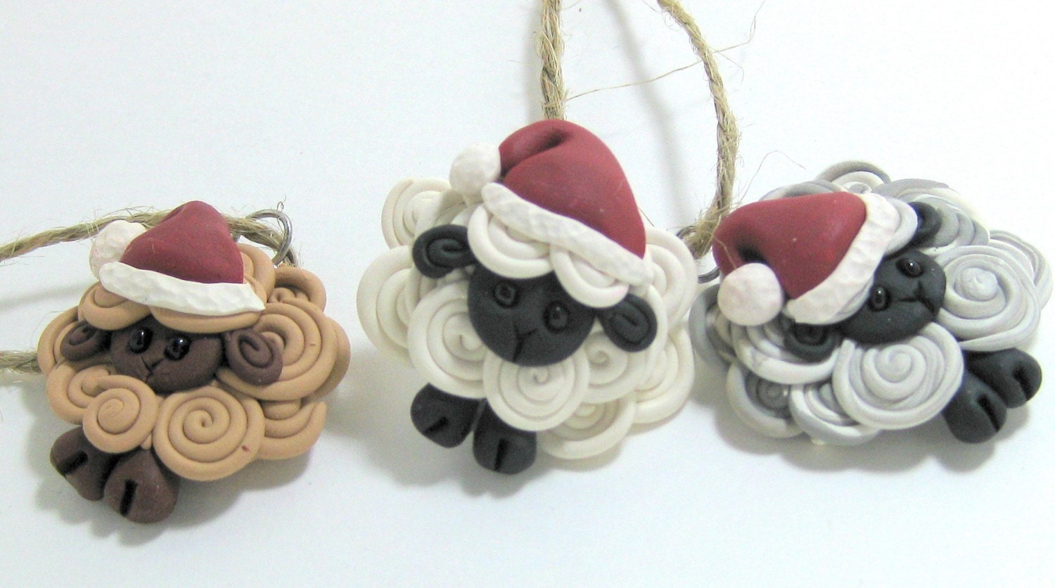 3 Santa's little helpers Flock of Sheep Ornaments