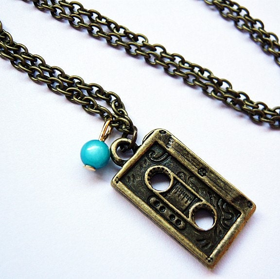 Recording Tape Cassette Necklace by MaruMaru on Etsy from etsy.com