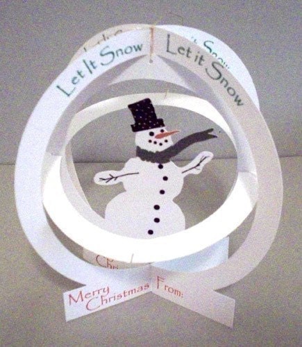 Printable Snowman Pop-Up Card Globe Let It Snow -DESIGN NO. 7831 Merry Christmas