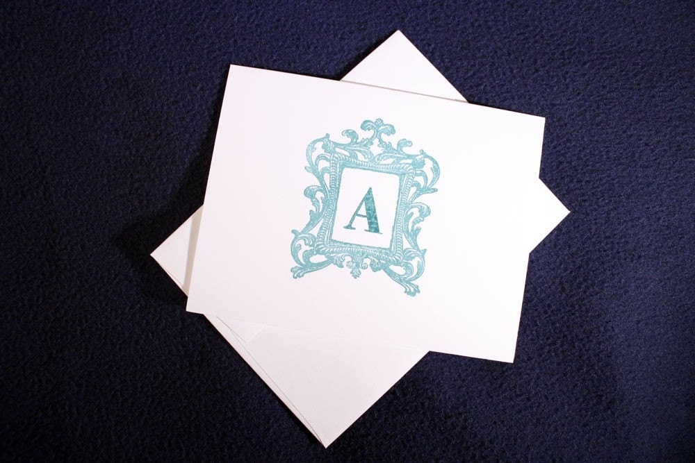 Framed Monogrammed Notecards - Set of 10 personalized handmade note cards
