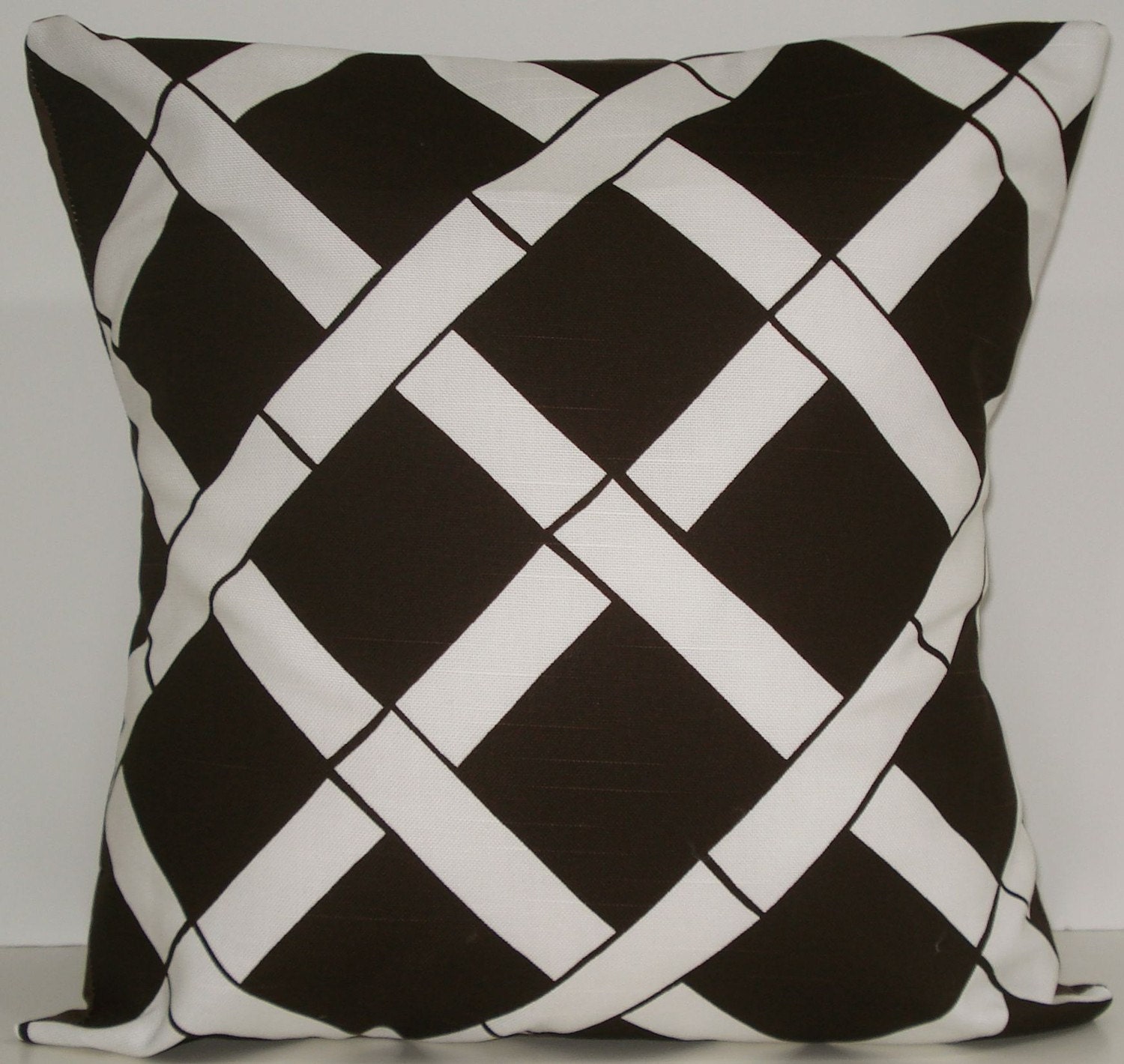 New 18x18 inch Designer Handmade Pillow Cases in dark brown and white